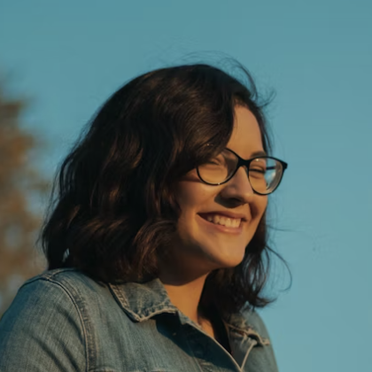 Smiling woman with glasses